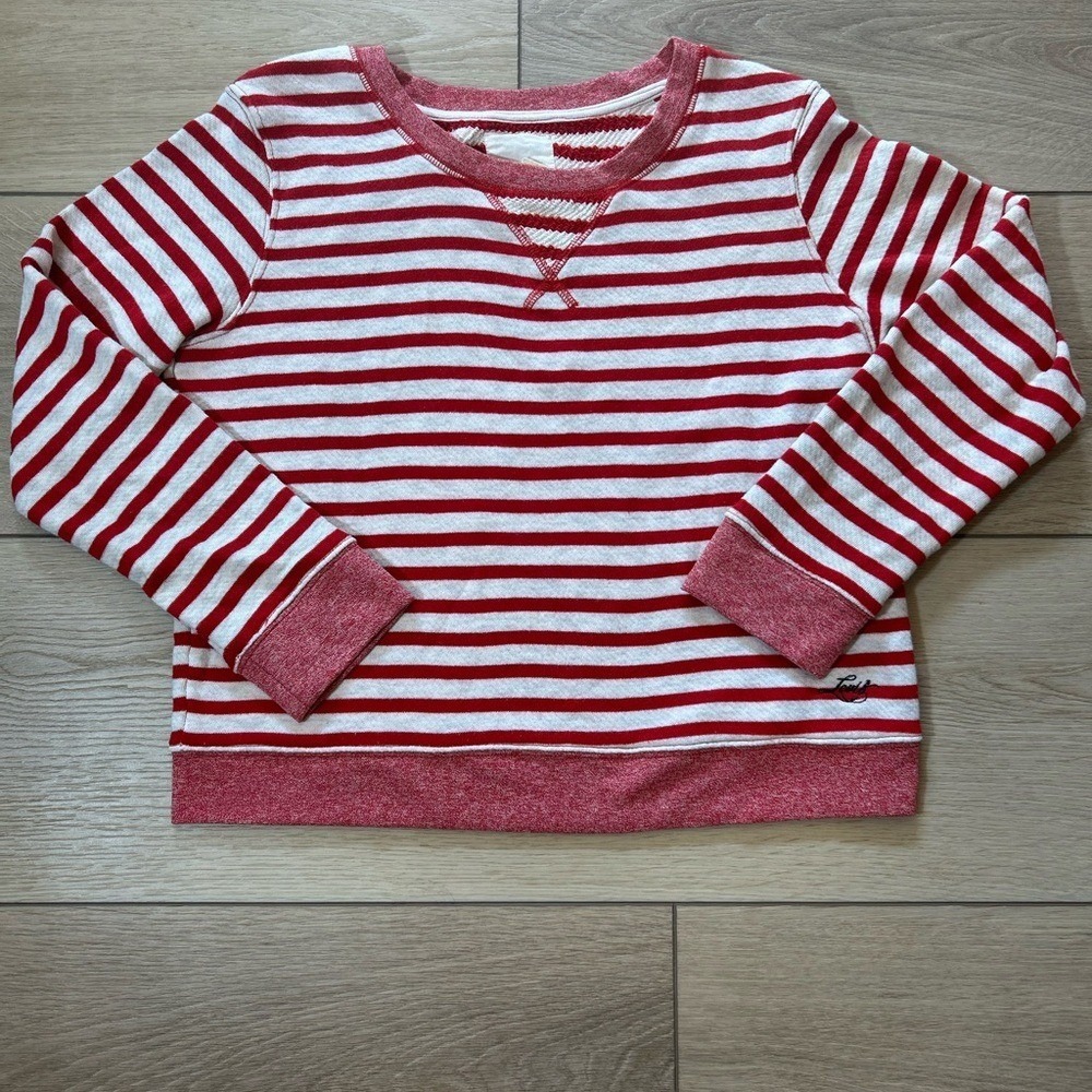 Levis Womens Red White Striped French Terry Crewneck Size M